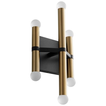 Oxygen Nero Wall Sconce, 6-Light, LED, Black, Aged Brass, Frosted White Shade, 7.25"W (3-584-1540 42R1Z) 3-584-1540